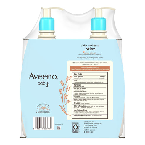 Aveeno Baby Daily Moisture Lotion, For Delicate Skin, Fragrance Free, 2 pk./18 fl. oz