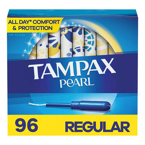 Tampax Pearl Tampons with LeakGuard Braid, Regular Absorbency Unscented, 96 Count