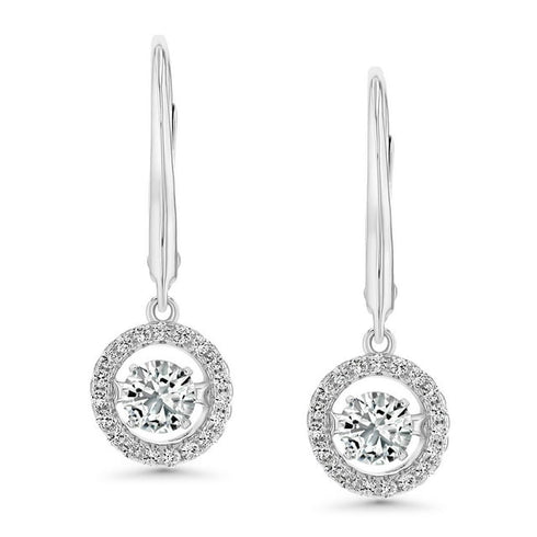 Lab Created Gemstone Dancing Pendant & Earring Set in Sterling Silver