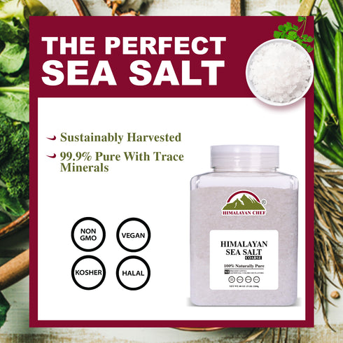 Himalayan Chef Sea Salt, Coarse Grain, 5 Pound Plastic Jar | 2 Pack