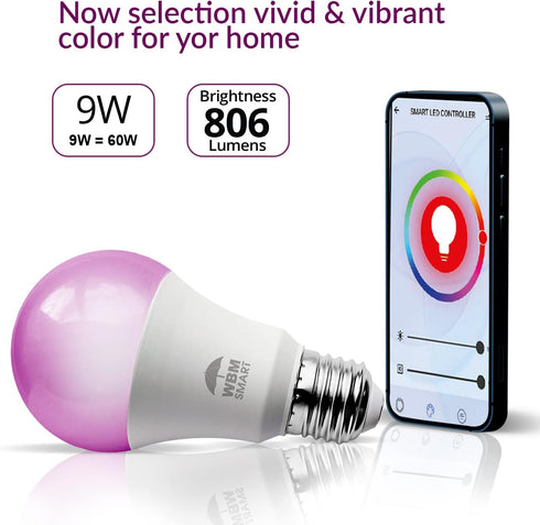 WBM SMART LED Color Changing Lights Bulb - Pack of 4