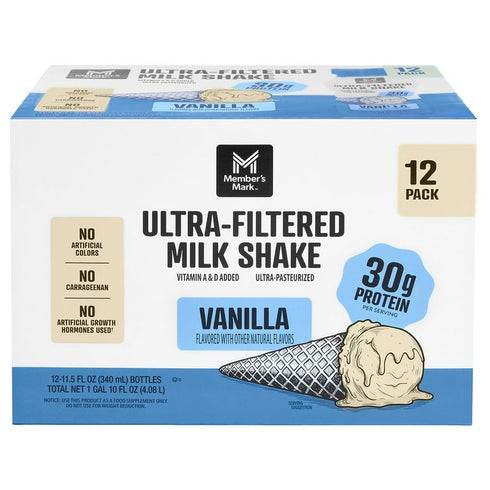 Member's Mark Ultra-Filtered Milk Shake, Vanilla Flavor, 11.5 fl. oz., 12-Pack, Creamy Ready-to-Drink Beverage