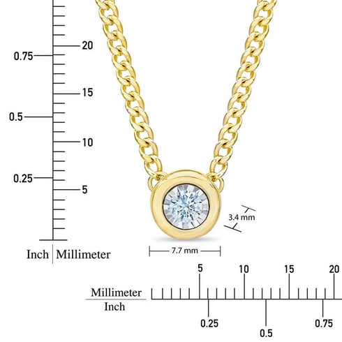 0.18 CT Diamond Bezel Pendant Necklace in 14K Gold