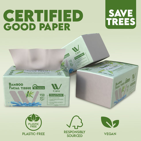 3/6/12 Packs Super 3 Ply Bamboo Facial Tissue Box, 150 Sheets Per Packs, Ideal for Home & Business Use