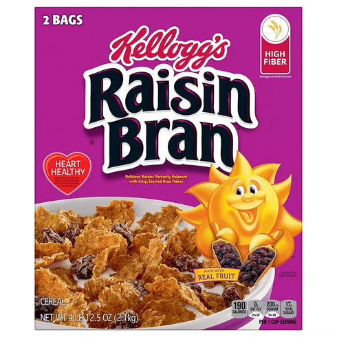 Kellogg's Raisin Bran Breakfast Cereal, 2 Pack