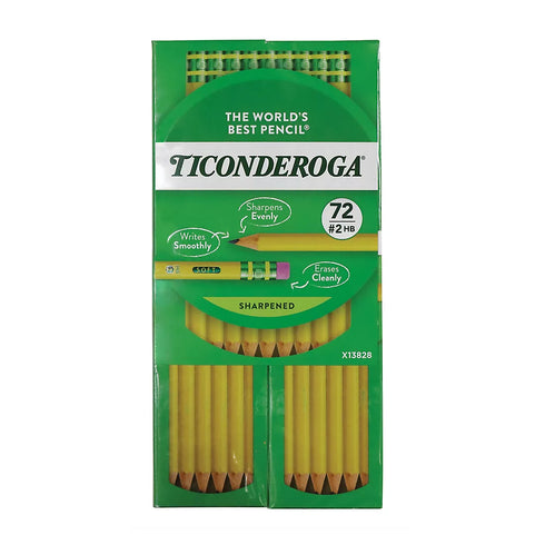 Ticonderoga #2 Sharpened Pencils, 72 Count – Premium Wood-Cased Graphite School Pencils