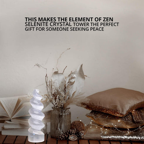 Selenite Crystal Spiral Tower 15 cm | HIMALAYAN GLOW