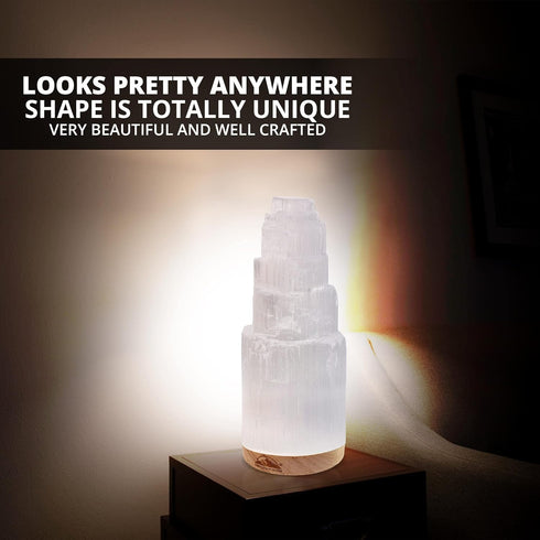 Himalayan Glow Natural Selenite Lamp – Hand-Carved Untreated Crystal, 2–4 lbs | Energy Cleansing & Home Décor