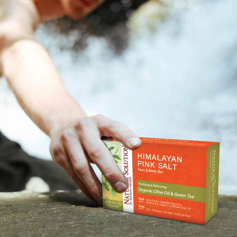 Himalayan Pink Salt Body Soap Bar with Olive Oil & Green Tea - Moisturizing Gentle Cleanser for All Skin Types