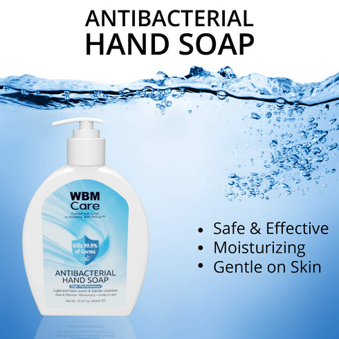 WBM Care Liquid Hand Soap, 15.55 oz Bottle – Gentle Cleanser with Light Fresh Scent