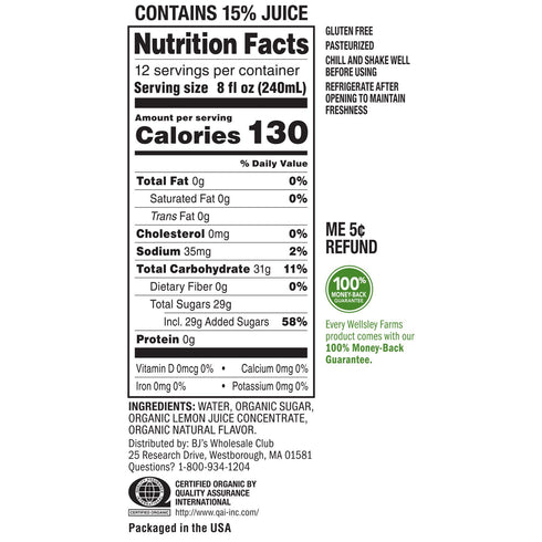Wellsley Farms Organic Lemonade, 2 pk./96 oz.