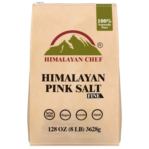 Himalayan Chef Extra Fine Grain Pink Himalayan Salt, Pure Natural Kosher Salt for Cooking, 8 lb Bag