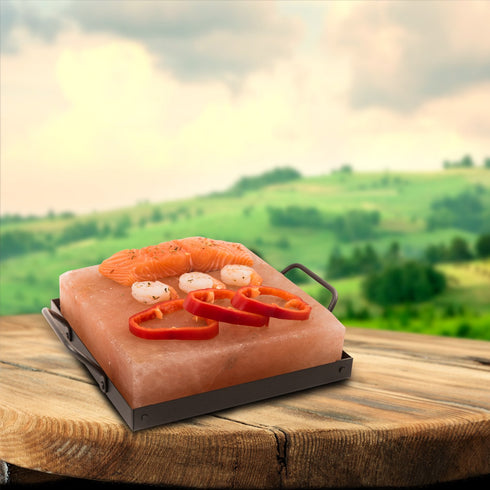 HC Himalayan Pink Salt Cooking Plate 8" x 8" x 2" – Natural Gourmet Salt Block for Grilling, Cooking & Serving
