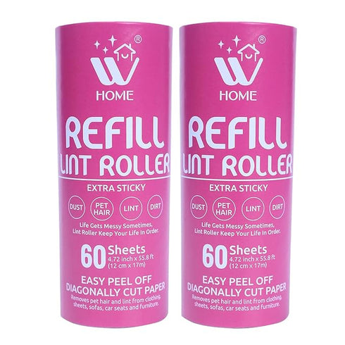 WHome Lint Roller Refill – 2 Pack | Sticky Paper Refills for Clothes, Furniture & Pet Hair Removal
