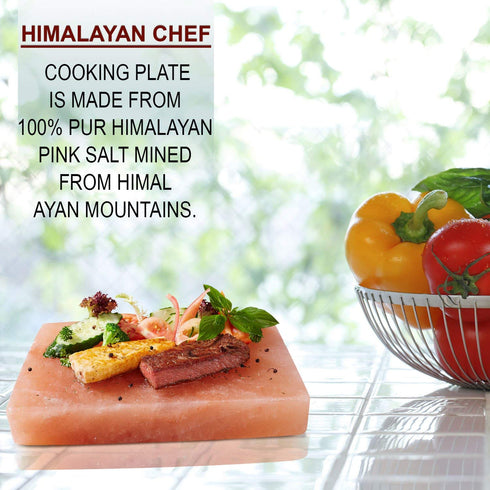 HC Himalayan Pink Salt Cooking Plate 8" x 8" x 2" – Natural Gourmet Salt Block for Grilling, Cooking & Serving
