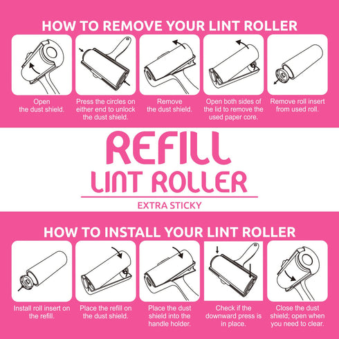 WHome Lint Roller Refill – 2 Pack | Sticky Paper Refills for Clothes, Furniture & Pet Hair Removal