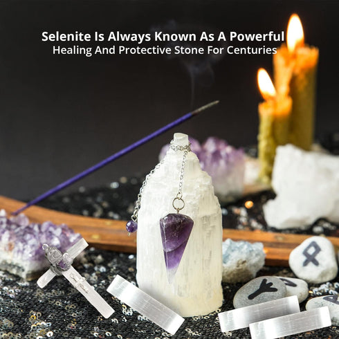 Selenite Charging Plate Ruler 6-8 inch - 3 Pcs | HIMALAYAN GLOW