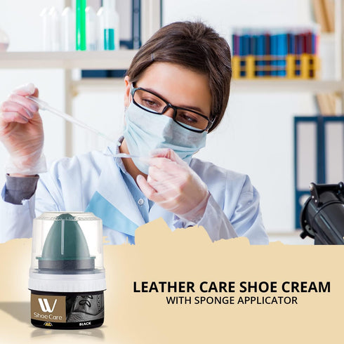 WBM Shoe Cream with Sponge, Protects & Shines Leather, 3 Color Kit Black Brown Neutral