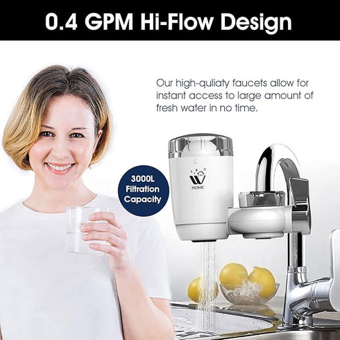 WBM Home Faucet Water Filter – Lead Reduction & Taste Improvement, BPA-Free Purifier, Single Pack