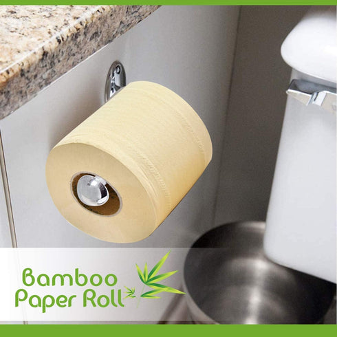 WBM Care Bamboo Toilet Tissue, Strong & Flexible 3-Ply, All Natural Tree Free and Septic Safe Paper Towels – 10 Rolls