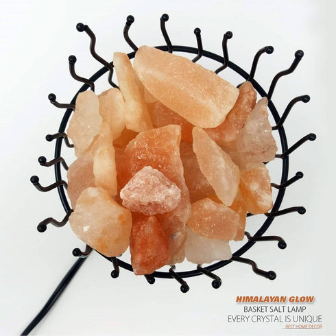 Pillar Style Metal Basket Salt Lamp - 7Lbs  | HIMALAYAN GLOW