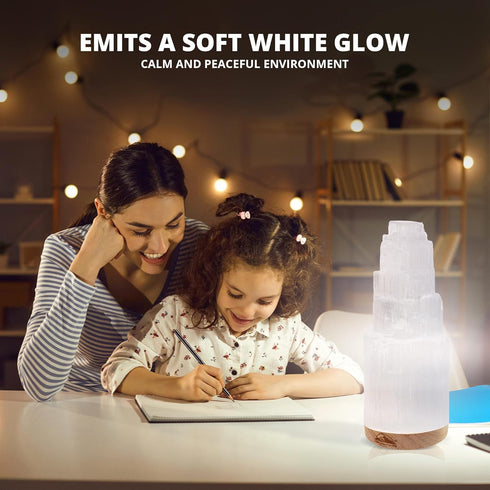 Himalayan Glow Natural Selenite Lamp – Hand-Carved Untreated Crystal, 2–4 lbs | Energy Cleansing & Home Décor