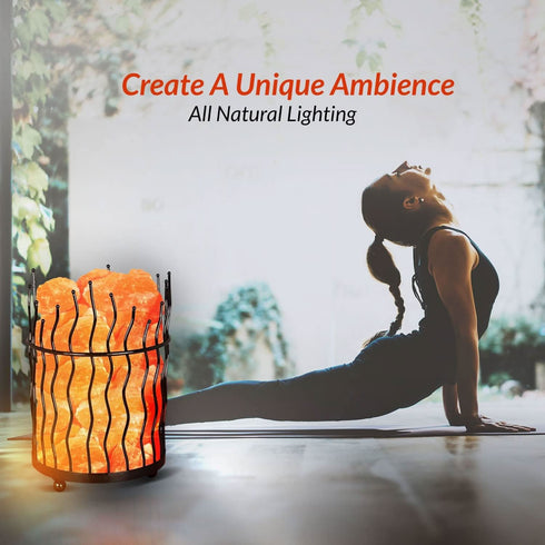 Pillar Style Metal Basket Salt Lamp - 7Lbs  | HIMALAYAN GLOW