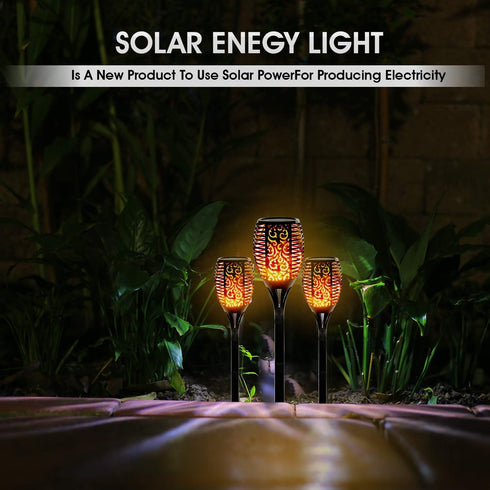 WBM Smart Solar Torch Light with Flickering Flame, Outdoor Solar Lights for Yard, with 96 LED Torches, 43 Inches Long, Waterproof LED Night Light - 2 Pcs