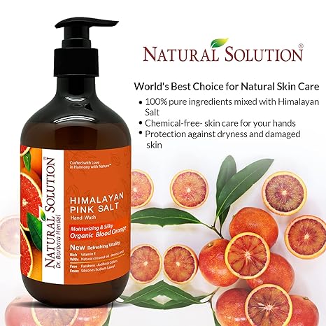 Natural Solution Himalayan Pink Salt Liquid Hand Soap with Blood Orange – Moisturizing & Refreshing, 14 oz