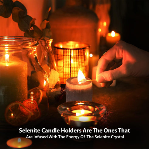 Selenite Crystal Candle Holder | HIMALAYAN GLOW