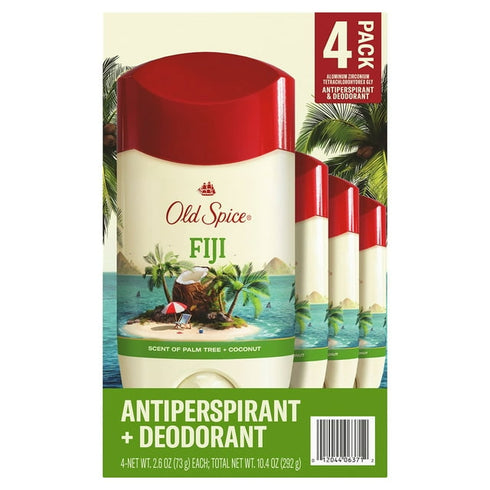 Old Spice Fiji Antiperspirant Deodorant Stick 2.6 oz, 4 Pack
