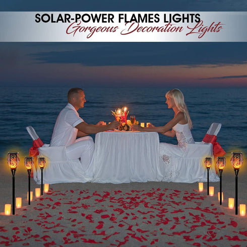 WBM Smart Solar Torch Light with Flickering Flame, Outdoor Solar Lights for Yard, with 96 LED Torches, 43 Inches Long, Waterproof LED Night Light - 2 Pcs