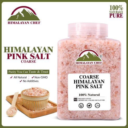 Himalayan Chef Coarse Grain Pink Salt – 5 lb Plastic Jar | Pure, Natural & Kosher Cooking Salt