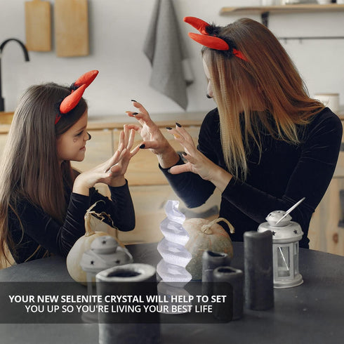 Selenite Crystal Spiral Tower 15 cm | HIMALAYAN GLOW