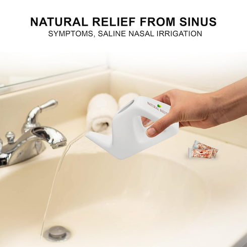 Natural Solution Ceramic Neti Pot Sinus Wash Salt Inhaler