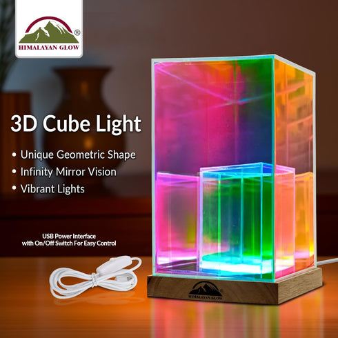 Himalayan Glow Acrylic Display Lamp with USB, LED Night Light for Bedroom, Living Room & Office, Soft Glow Acrylic Panel with Wooden Base, Aesthetic Décor