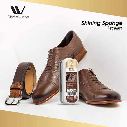 WBM Shoe Shining Sponge – Brown, 2.53 oz, Quick & Easy Leather Shoe Polish