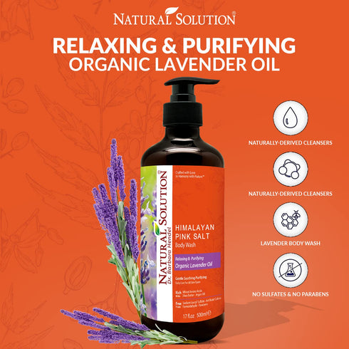 Natural Solution Body Wash – Lavender Scented, 17.5 oz Moisturizing & Refreshing Shower Gel
