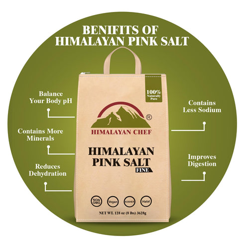 Himalayan Chef Extra Fine Grain Pink Himalayan Salt, Pure Natural Kosher Salt for Cooking, 8 lb Bag