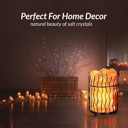 Pillar Style Metal Basket Salt Lamp - 7Lbs  | HIMALAYAN GLOW