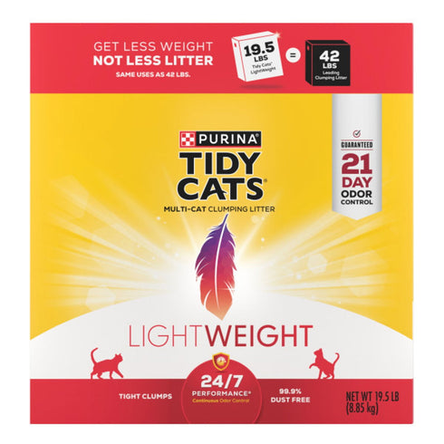 Purina Tidy Cats Multi-Cat Lightweight Clumping Cat Litter, 19.5 lb – Odor Control & Easy Pour