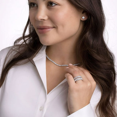 Lab Created White Sapphire Full Eternity Band in 14K Gold