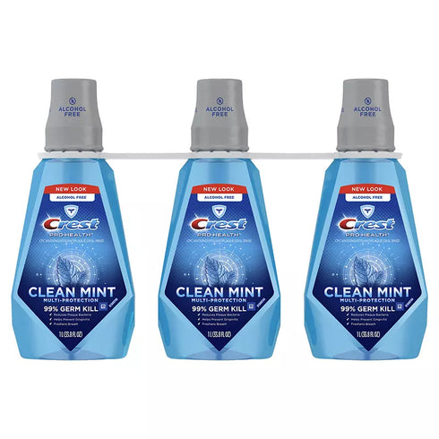 Crest Pro-Health Multi-Protection Clean Mint Mouthwash, 3 Pack 1 Liter Each