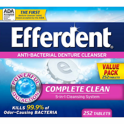 Efferdent Antibacterial Denture Cleanser Tablets, 252 Count