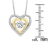 Lab Created White Sapphire & Diamond Heart Dancing Pendant Necklace