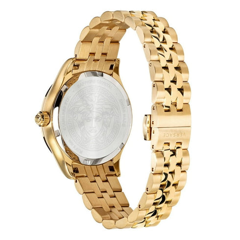 Versace Hellenyium Swiss Quartz Gold Tone Bracelet Womens Watch 36mm
