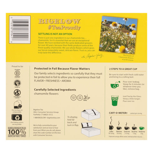 Bigelow Cozy Chamomile, Caffeine Free Herbal Tea, Tea Bags, 100 ct.