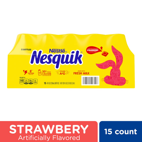 Nesquik Strawberry Flavored Lowfat Milk Ready To Drink, 15 ct./8 oz.