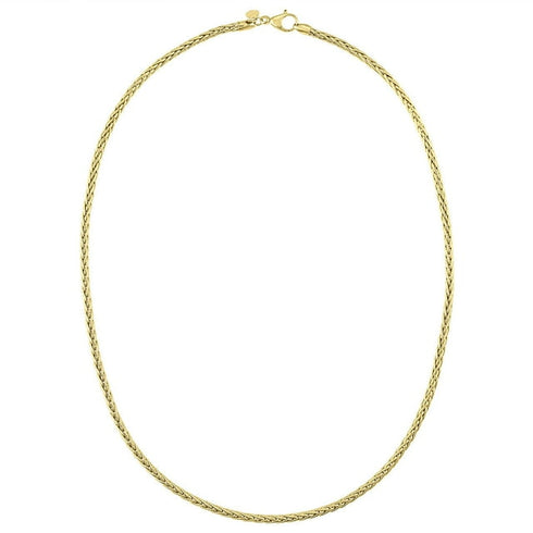 Braided Wheat Chain Necklace in Solid 14K Gold