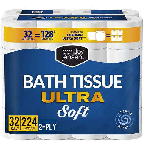 Berkley Jensen Ultra Soft Bath Tissue, 32 pk./224 sheets per roll